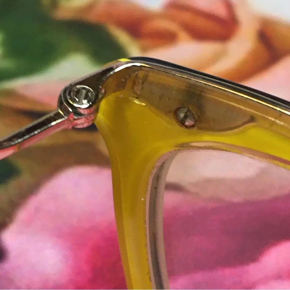 Miu Miu Black front Yellow inside Gold lining & arms REPAIRED glasses frames GUC